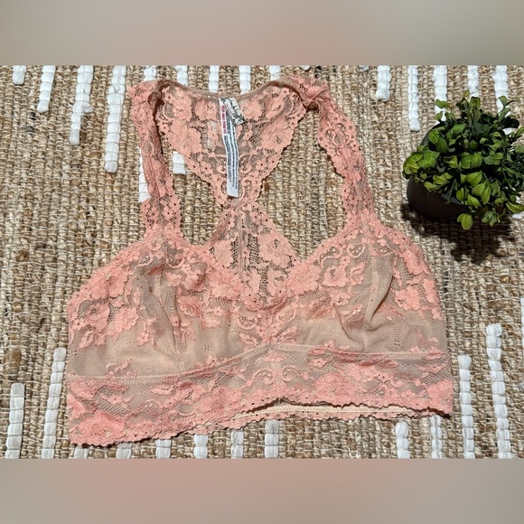 Free People Peach Lace Bralette Sheer Comfort - Picture 3 of 6